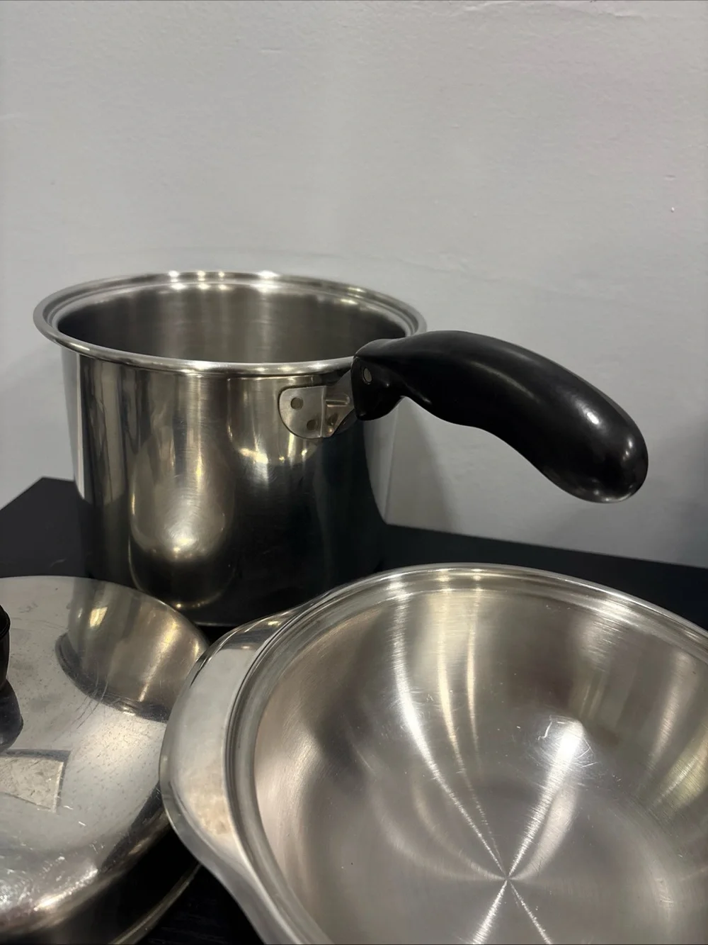Vintage aluminum double boiler 3 peice set cookware